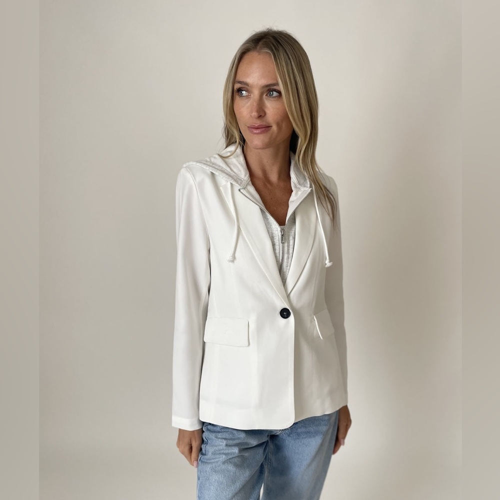 Elegant White Blazer with Hood